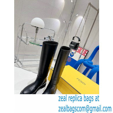 Fendi Logo Embossed Boots Black 2022 - Click Image to Close