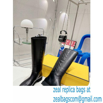 Fendi Logo Embossed Boots Black 2022 - Click Image to Close