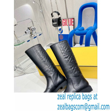 Fendi Logo Embossed Boots Black 2022 - Click Image to Close