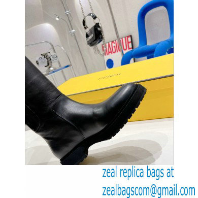 Fendi Logo Embossed Boots Black 2022 - Click Image to Close