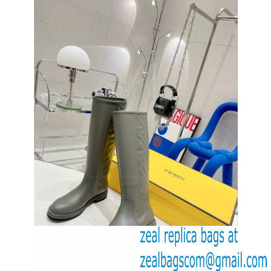 Fendi Logo Embossed Boots Gray 2022