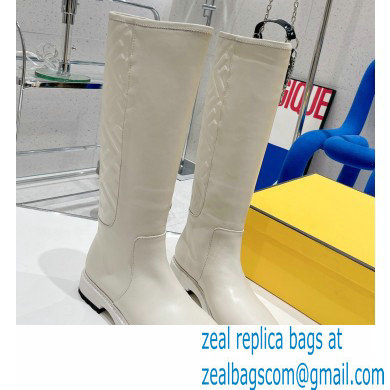 Fendi Logo Embossed Boots White 2022 - Click Image to Close