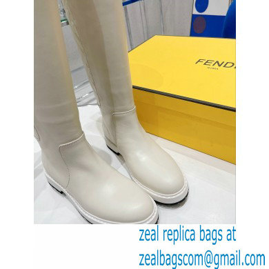 Fendi Logo Embossed Boots White 2022 - Click Image to Close