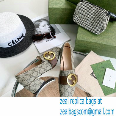 Gucci Blonde women's mid-heel pumps 701711 GG canvas Beige 2022