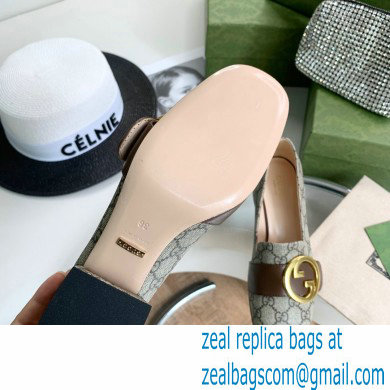 Gucci Blonde women's mid-heel pumps 701711 GG canvas Beige 2022
