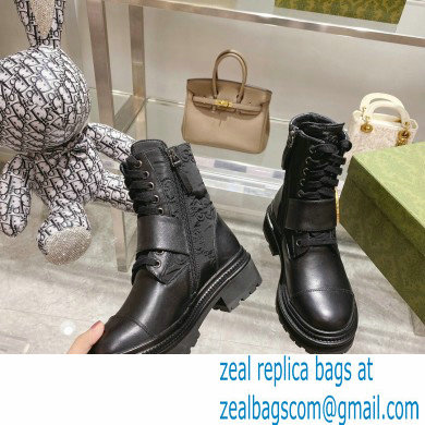Gucci GG Canvas and Leather Ankle boots Black with Round Interlocking G 2022
