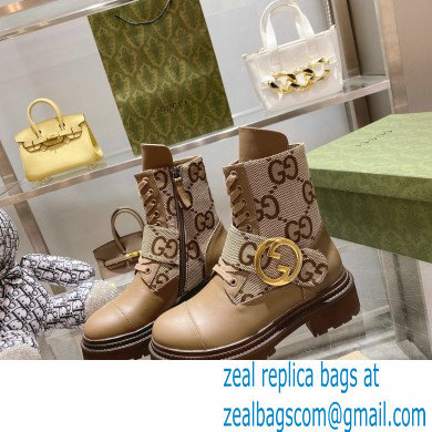 Gucci GG Canvas and Leather Long boots Brown with Round Interlocking G 2022