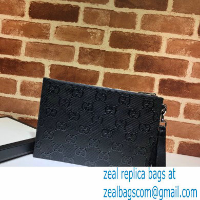 Gucci GG Embossed Pouch Clutch Bag 625569 Black