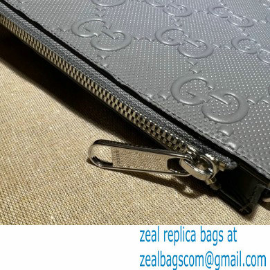 Gucci GG Embossed Pouch Clutch Bag 625569 Gray - Click Image to Close