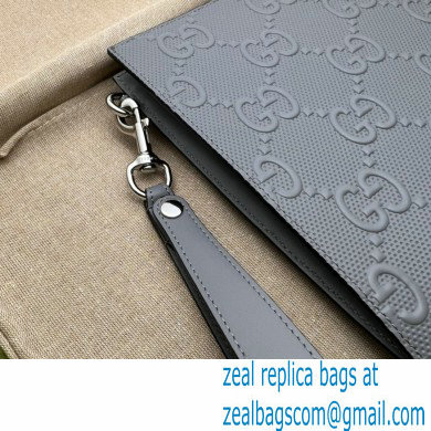 Gucci GG Embossed Pouch Clutch Bag 625569 Gray - Click Image to Close