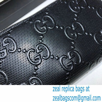 Gucci GG Embossed Zip Around Wallet 625558 Black - Click Image to Close