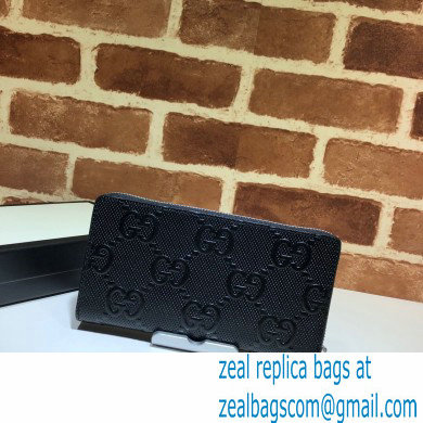 Gucci GG Embossed Zip Around Wallet 625558 Black - Click Image to Close