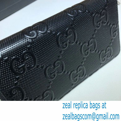 Gucci GG Embossed Zip Around Wallet 625558 Black - Click Image to Close