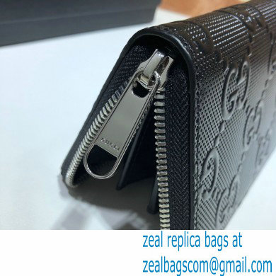 Gucci GG Embossed Zip Around Wallet 625558 Black