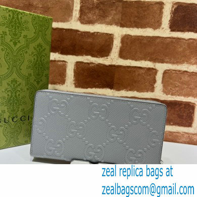 Gucci GG Embossed Zip Around Wallet 625558 Gray