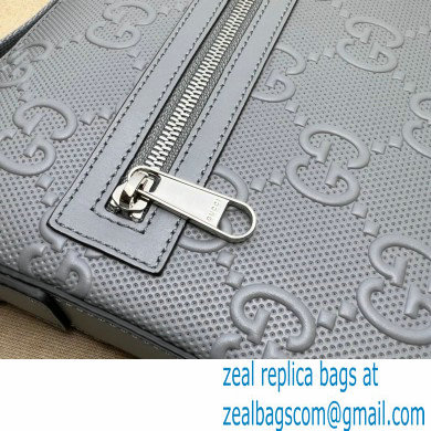 Gucci GG embossed Signature messenger Bag 406410 Gray - Click Image to Close