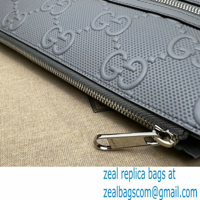 Gucci GG embossed Signature messenger Bag 406410 Gray - Click Image to Close