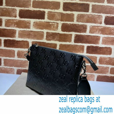 Gucci GG embossed medium messenger Bag 696009 Black