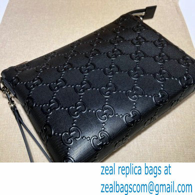 Gucci GG embossed medium messenger Bag 696009 Black