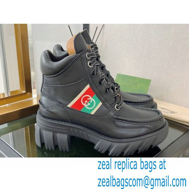 Gucci Heel 6cm Platform 2cm Ankle boots Black with Interlocking G Stripe 2022