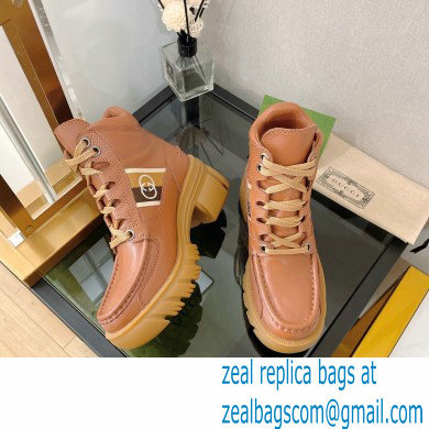 Gucci Heel 6cm Platform 2cm Ankle boots Brown with Interlocking G Stripe 2022