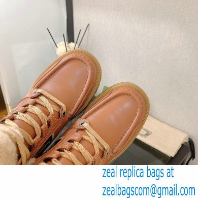 Gucci Heel 6cm Platform 2cm Shearling Ankle boots Brown with Interlocking G Stripe 2022