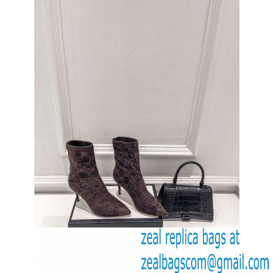 Gucci Heel 7.5cm Wool Ankle boots with Crystal Interlocking G Coffee 2022 - Click Image to Close