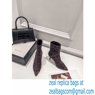 Gucci Heel 7.5cm Wool Ankle boots with Crystal Interlocking G Coffee 2022 - Click Image to Close