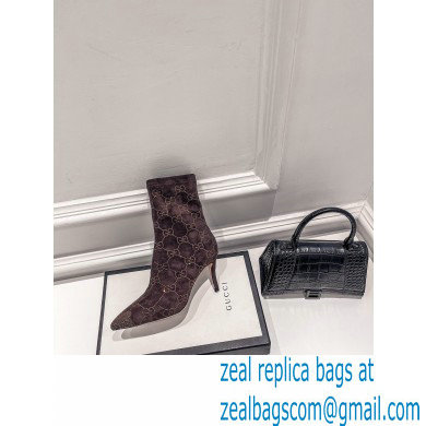 Gucci Heel 7.5cm Wool Ankle boots with Crystal Interlocking G Coffee 2022