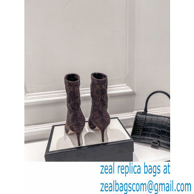 Gucci Heel 7.5cm Wool Ankle boots with Crystal Interlocking G Coffee 2022 - Click Image to Close
