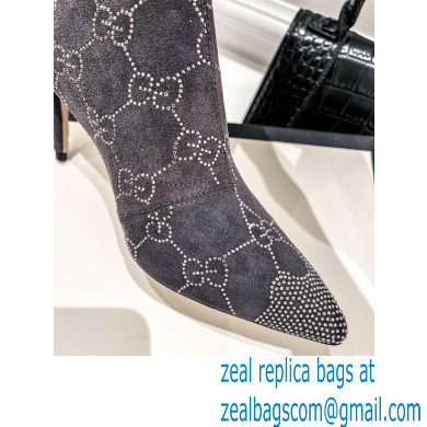Gucci Heel 7.5cm Wool Ankle boots with Crystal Interlocking G Gray 2022 - Click Image to Close