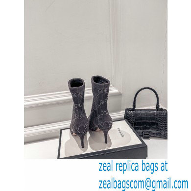 Gucci Heel 7.5cm Wool Ankle boots with Crystal Interlocking G Gray 2022 - Click Image to Close