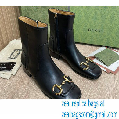 Gucci Leather ankle boots Black with Horsebit 2022 - Click Image to Close