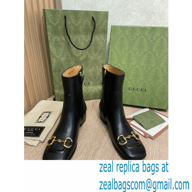 Gucci Leather ankle boots Black with Horsebit 2022 - Click Image to Close