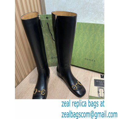 Gucci Leather knee-high boots Black with Horsebit 2022