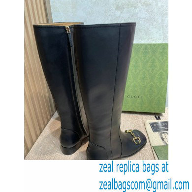 Gucci Leather knee-high boots Black with Horsebit 2022