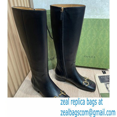 Gucci Leather knee-high boots Black with Horsebit 2022 - Click Image to Close
