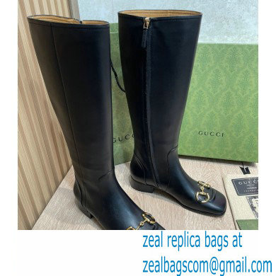 Gucci Leather knee-high boots Black with Horsebit 2022