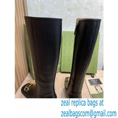 Gucci Leather knee-high boots Black with Horsebit 2022