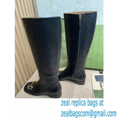 Gucci Leather knee-high boots Black with Horsebit 2022