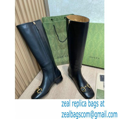 Gucci Leather knee-high boots Black with Horsebit 2022