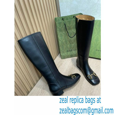 Gucci Leather knee-high boots Black with Horsebit 2022