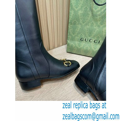 Gucci Leather knee-high boots Black with Horsebit 2022