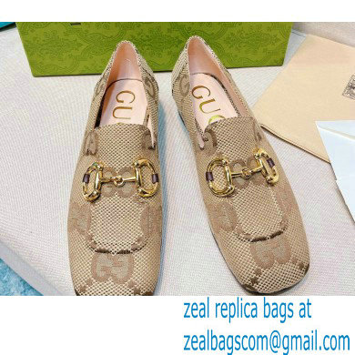 Gucci Loafers with Horsebit 700064 Jumbo GG Canvas Beige 2022