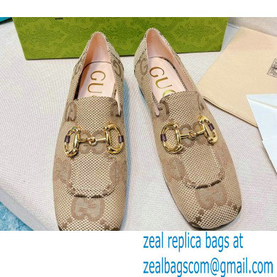 Gucci Loafers with Horsebit 700064 Jumbo GG Canvas Beige 2022 - Click Image to Close