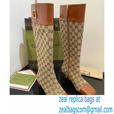 Gucci Logo buckle GG knee-high boots ?78278 Beige 2022