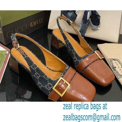 Gucci Slingbacks with Buckle GG Denim Blue 2022