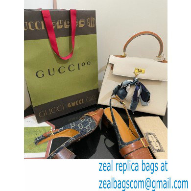 Gucci Slingbacks with Buckle GG Denim Blue 2022 - Click Image to Close