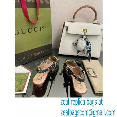 Gucci Slingbacks with Horsebit and chain Denim Blue 2022 - Click Image to Close