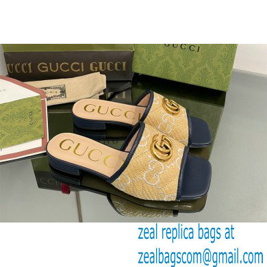 Gucci Women's GG raffia effect slide black 2022